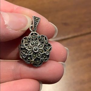 Beautiful silver and marcasite locket pendent